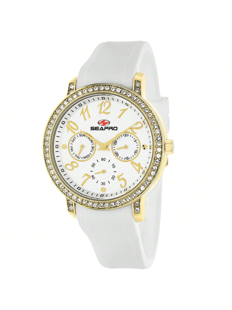 Seapro Women's Swell SP4411 Strap Silver Dial Quartz Movement Buckle Clasp 37mm Round Watch