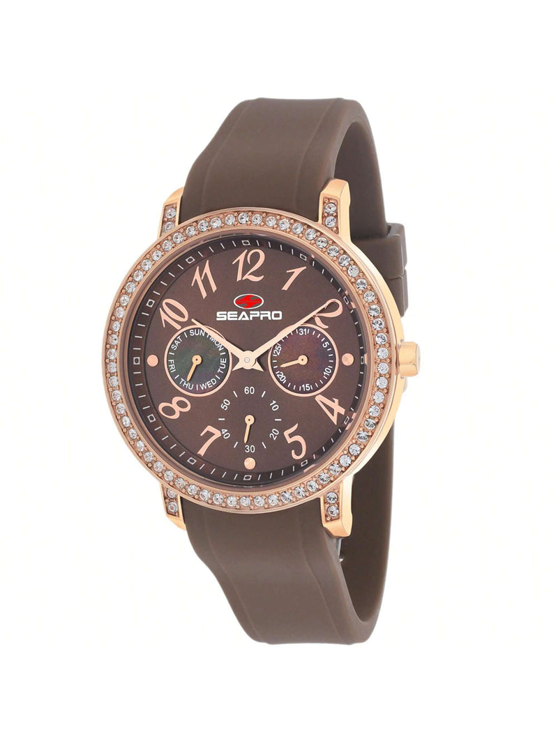 Seapro Women's Swell SP4414 Strap Brown Dial Quartz Movement Buckle Clasp 37mm Round Watch
