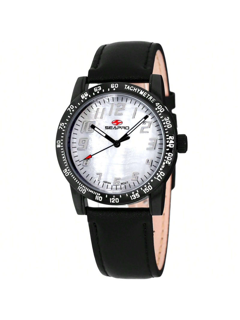 Seapro  Women's Bold SP5210 Strap White MOP Dial Quartz  Movement Buckle Clasp 38mm Round Watch