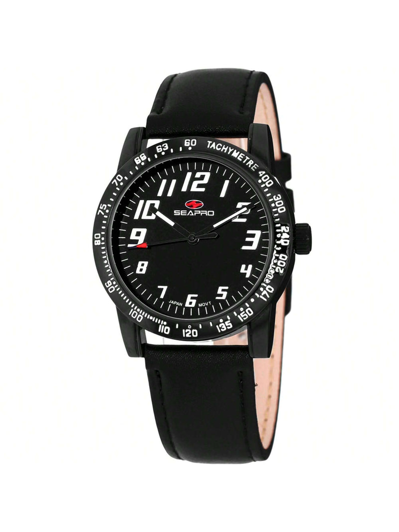 Seapro  Women's Bold SP5214 Strap Black Dial Quartz  Movement Buckle Clasp 38mm Round Watch