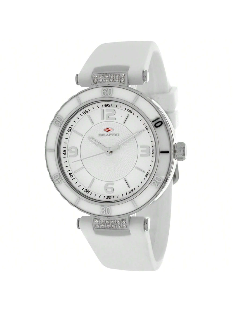 Seapro Women's Seductive SP6410 Strap Silver Dial Swiss Parts Quartz Movement Buckle Clasp 37mm Round Watch