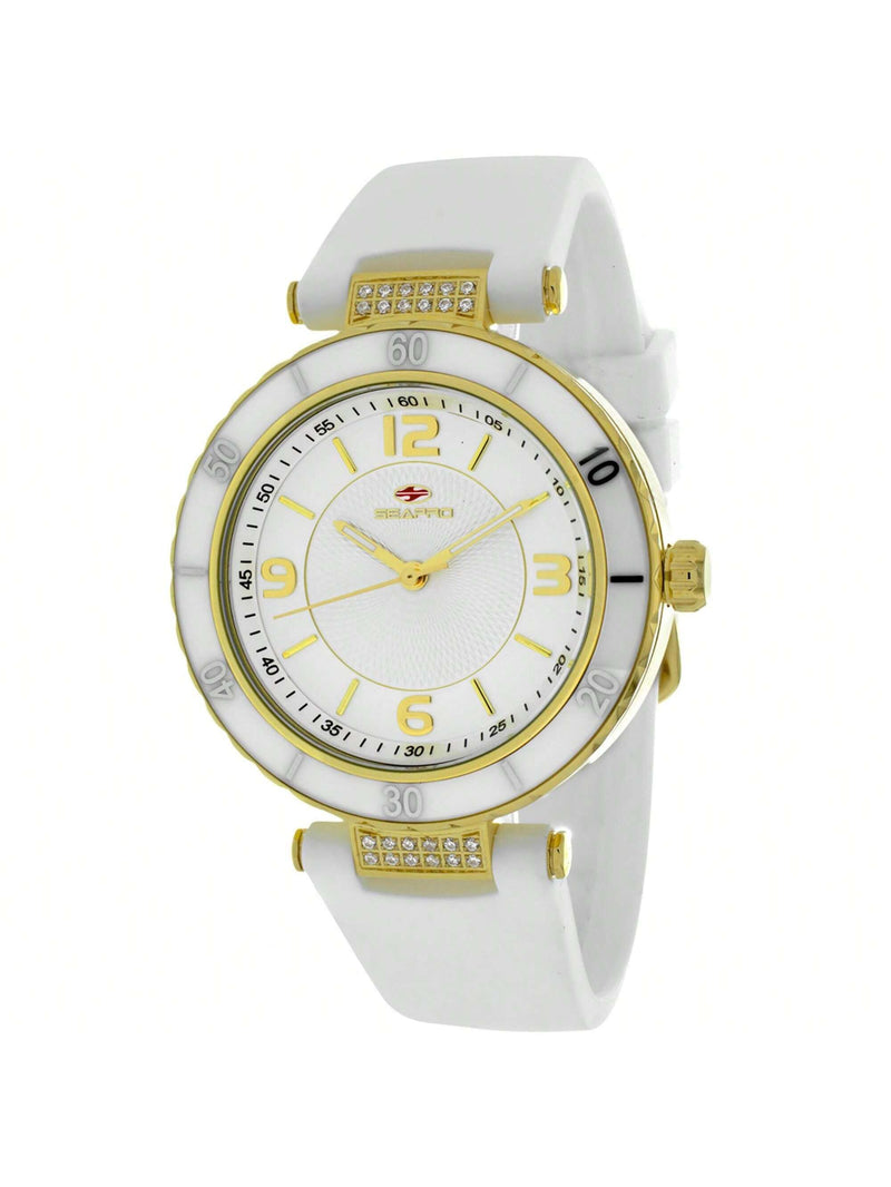 Seapro Women's Seductive SP6411 Strap Silver Dial Swiss Parts Quartz Movement Buckle Clasp 37mm Round Watch