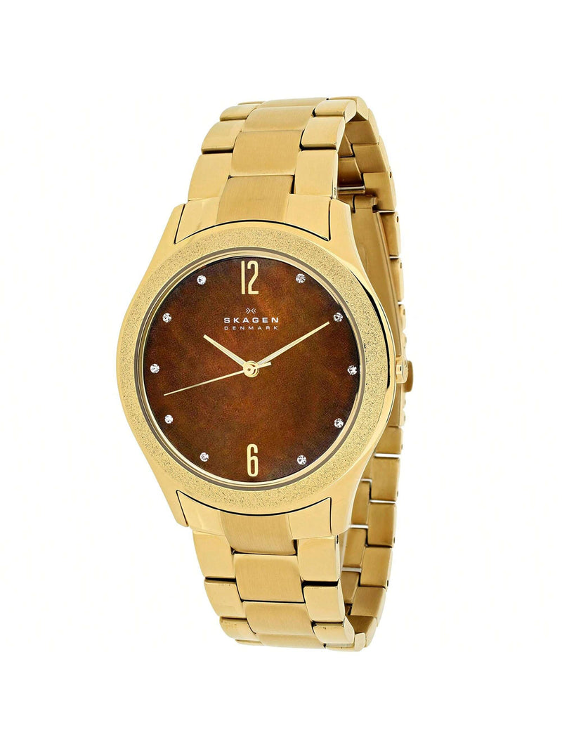 Skagen Women's Classic SKW2108 Bracelet Brown MOP Dial Quartz Movement Fold over Clasp 31mm Round Watch