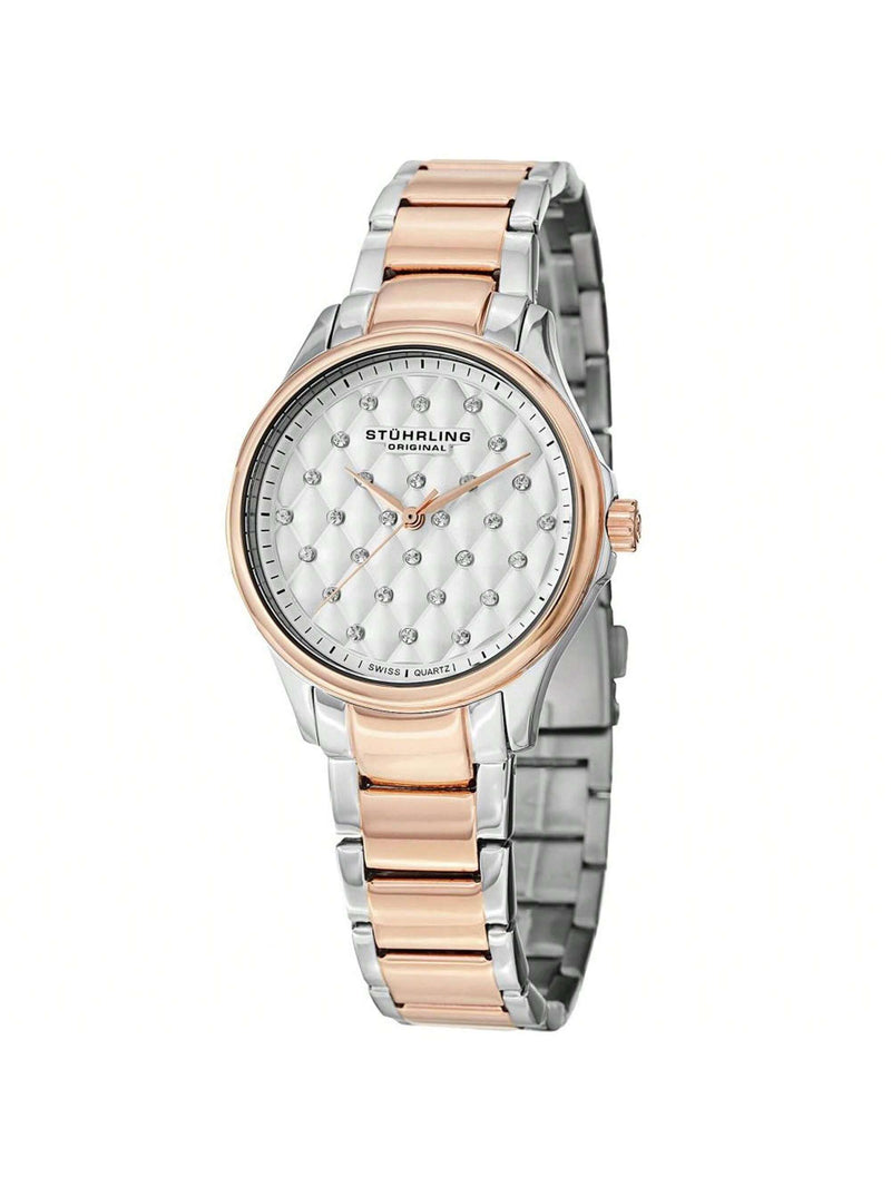 Stuhrling Women's Symphony 567.03 Bracelet Silver Dial Quartz Movement Foldover Clasp 36mm Round Watch