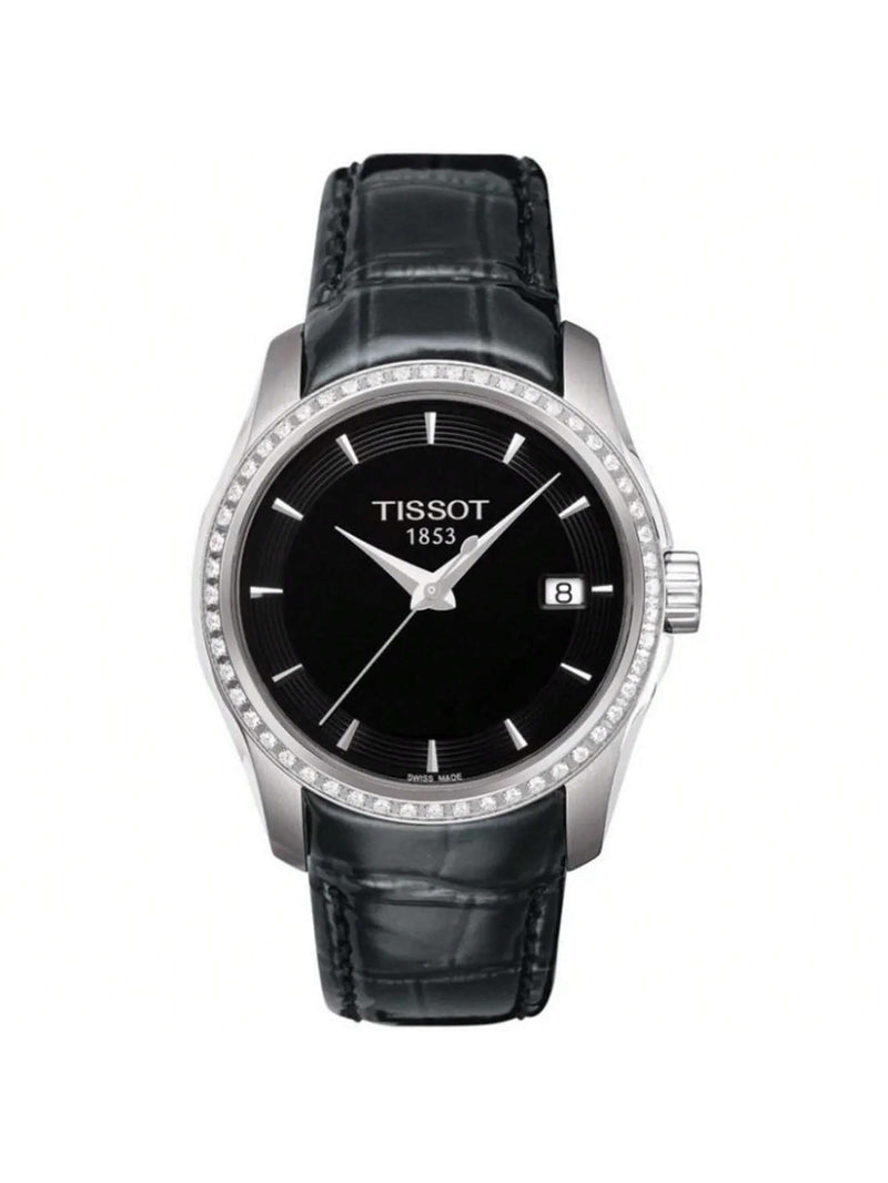 Tissot Women's Couturier T0352106605100 Strap Black Dial Quartz Movement Deployment Clasp 32mm Round Watch