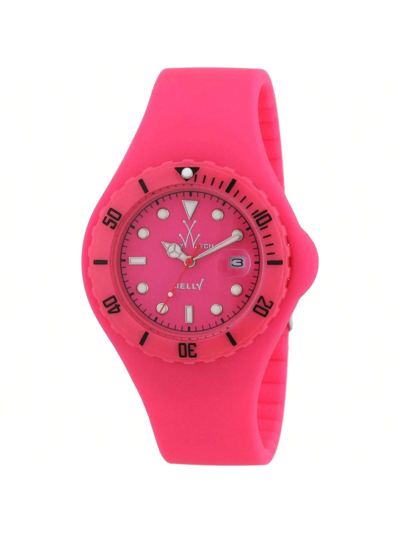 Toy Watch Women's Jelly JY04PS Strap Pink Dial Quartz Movement Deployment Clasp 41mm Round Watch