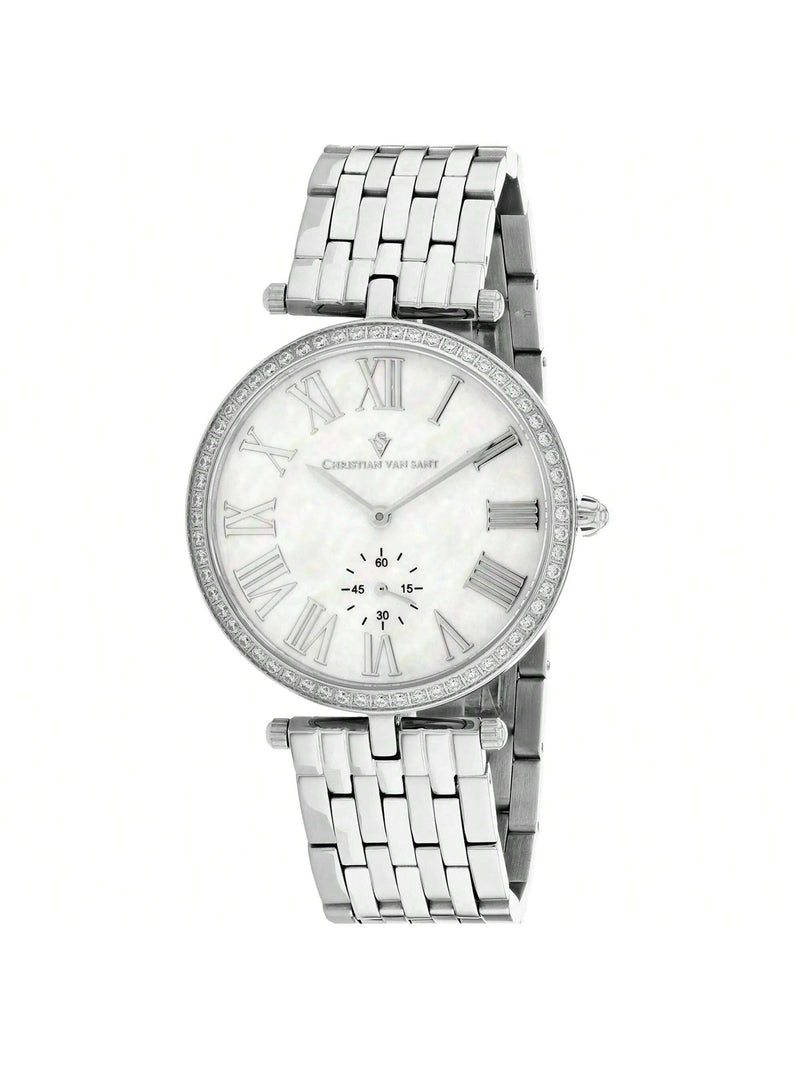 Christian Van Sant Women's Hush CV0290 Bracelet Mother of pearl Dial Quartz Movement Deployment Clasp 36mm Round Watch