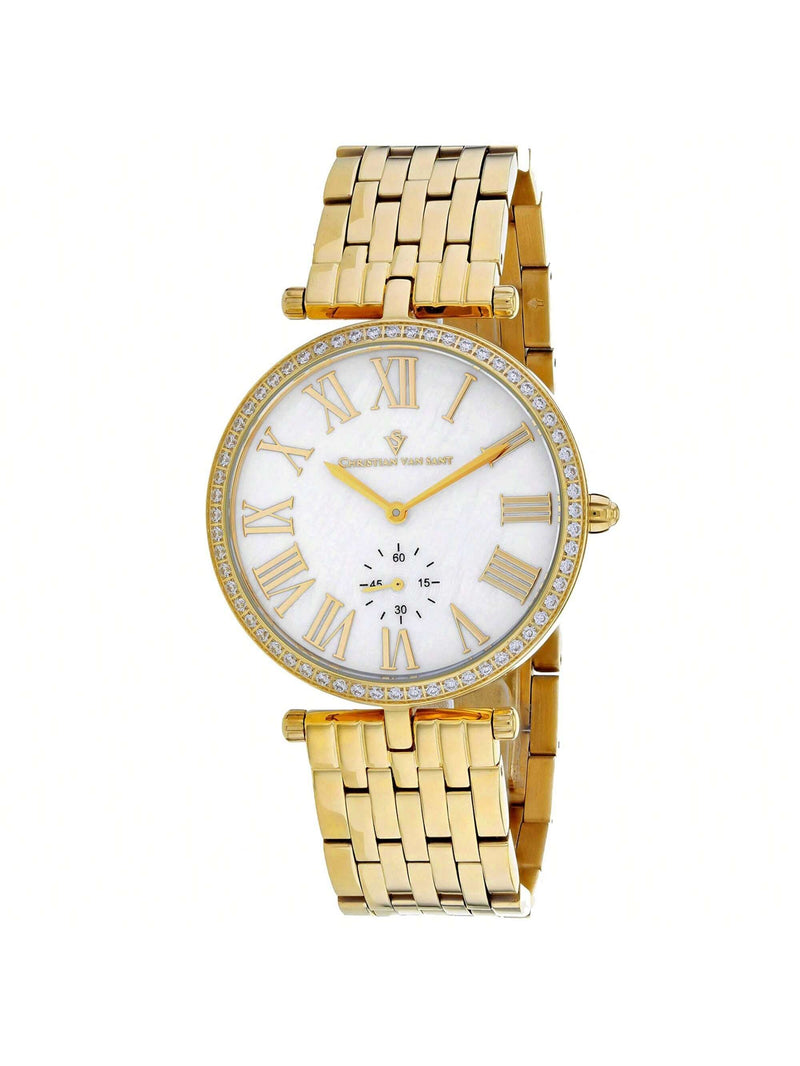 Christian Van Sant Women's Hush CV0292 Bracelet Mother of pearl Dial Quartz Movement Deployment Clasp 36mm Round Watch