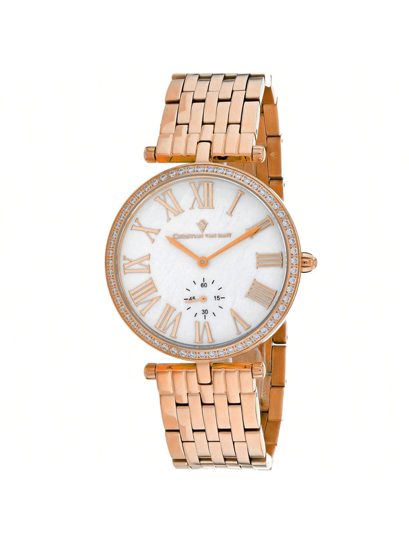 Christian Van Sant Women's Hush CV0293 Bracelet Mother of pearl Dial Quartz Movement Deployment Clasp 36mm Round Watch