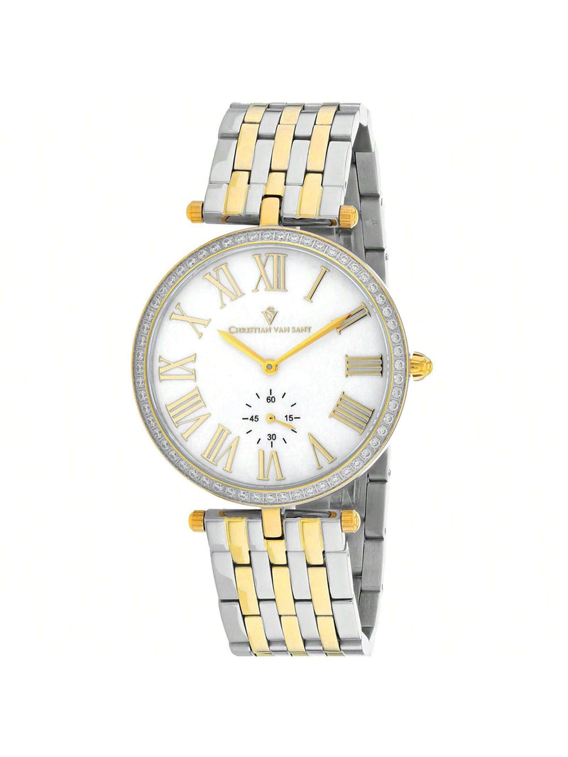 Christian Van Sant Women's Hush CV0296 Bracelet Mother of pearl Dial Quartz Movement Deployment Clasp 36mm Round Watch
