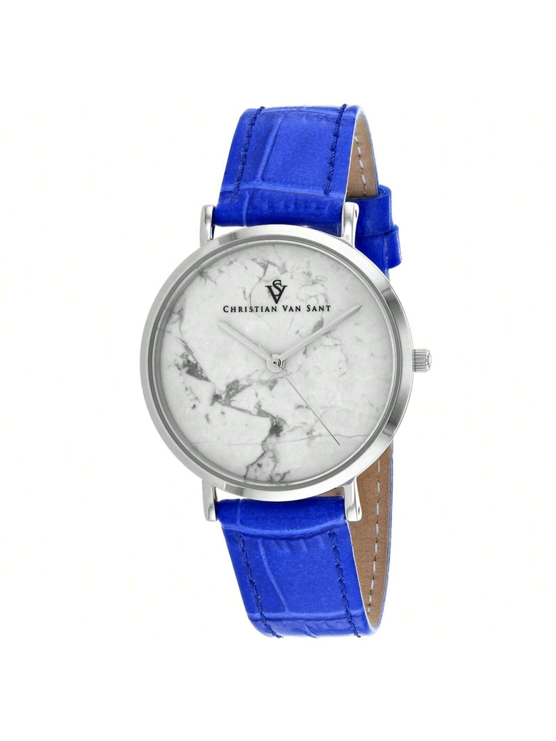 Christian Van Sant Women's Lotus CV0420 Strap White Dial Quartz Movement Buckle Clasp 34mm Round Watch