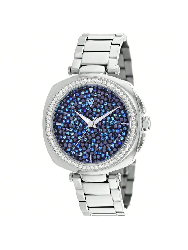 Christian Van Sant Women's Mirabella CV0490 Bracelet Blue Dial Quartz Movement Deployment Clasp 40mm Round Watch