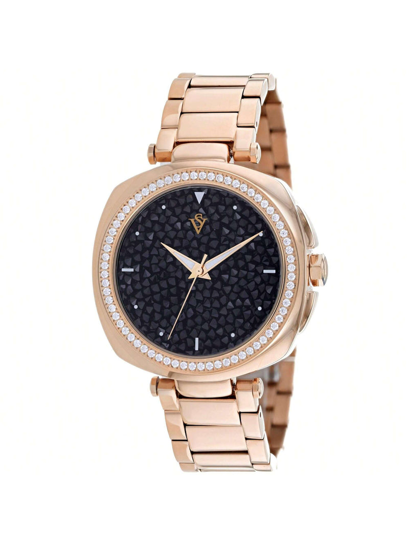 Christian Van Sant Women's Mirabella CV0491 Bracelet Black Dial Quartz Movement Deployment Clasp 40mm Round Watch