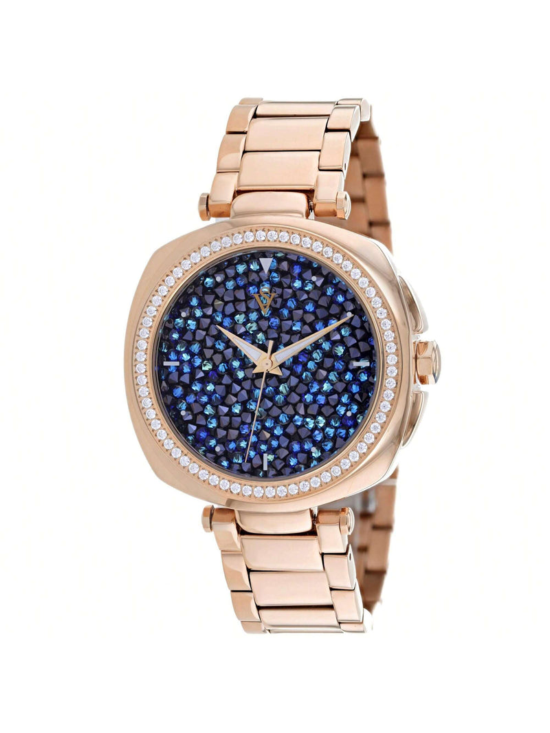 Christian Van Sant Women's Mirabella CV0492 Bracelet Blue Dial Quartz Movement Deployment Clasp 40mm Round Watch