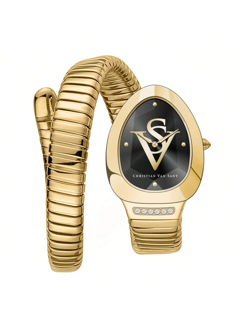 Christian Van Sant Women's Naga CV0870 Bracelet Black Dial Quartz Movement No clasp Clasp 22mm Round Watch
