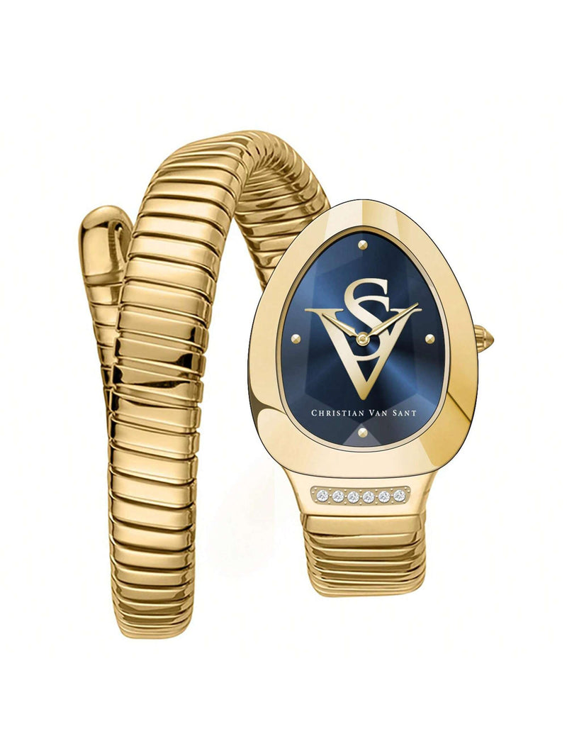 Christian Van Sant Women's Naga CV0872 Bracelet Blue Dial Quartz Movement No clasp Clasp 22mm Round Watch