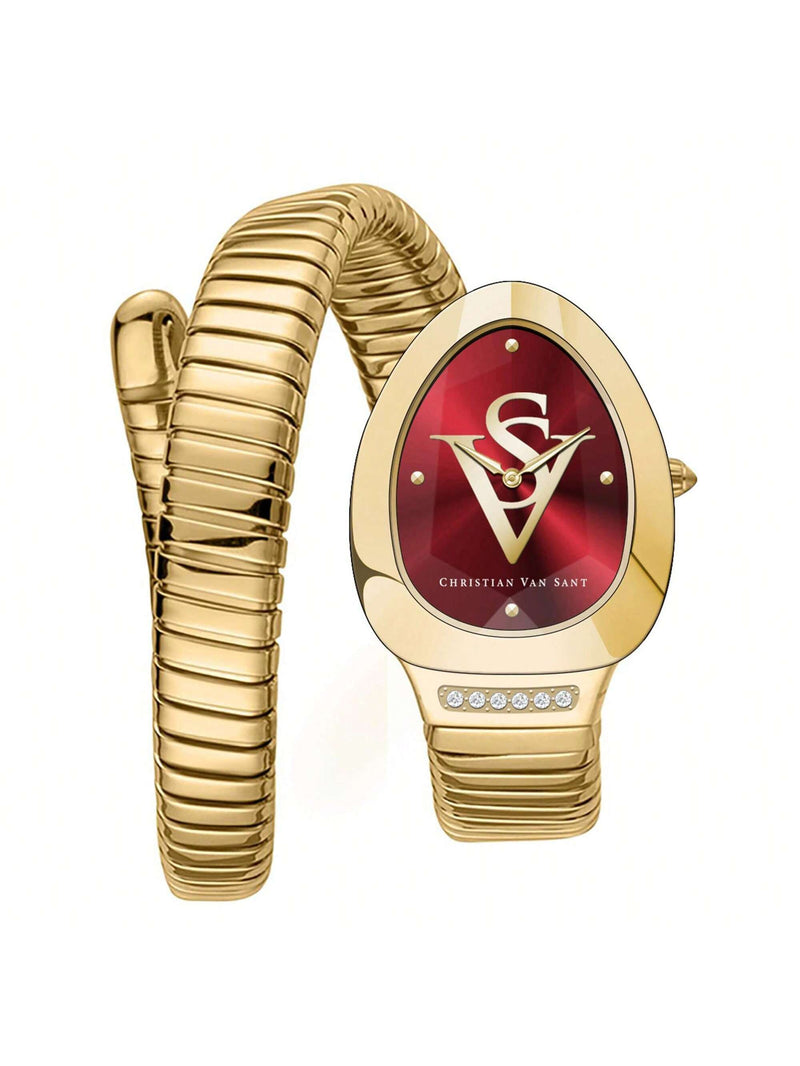 Christian Van Sant Women's Naga CV0873 Bracelet Red Dial Quartz Movement No clasp Clasp 22mm Round Watch