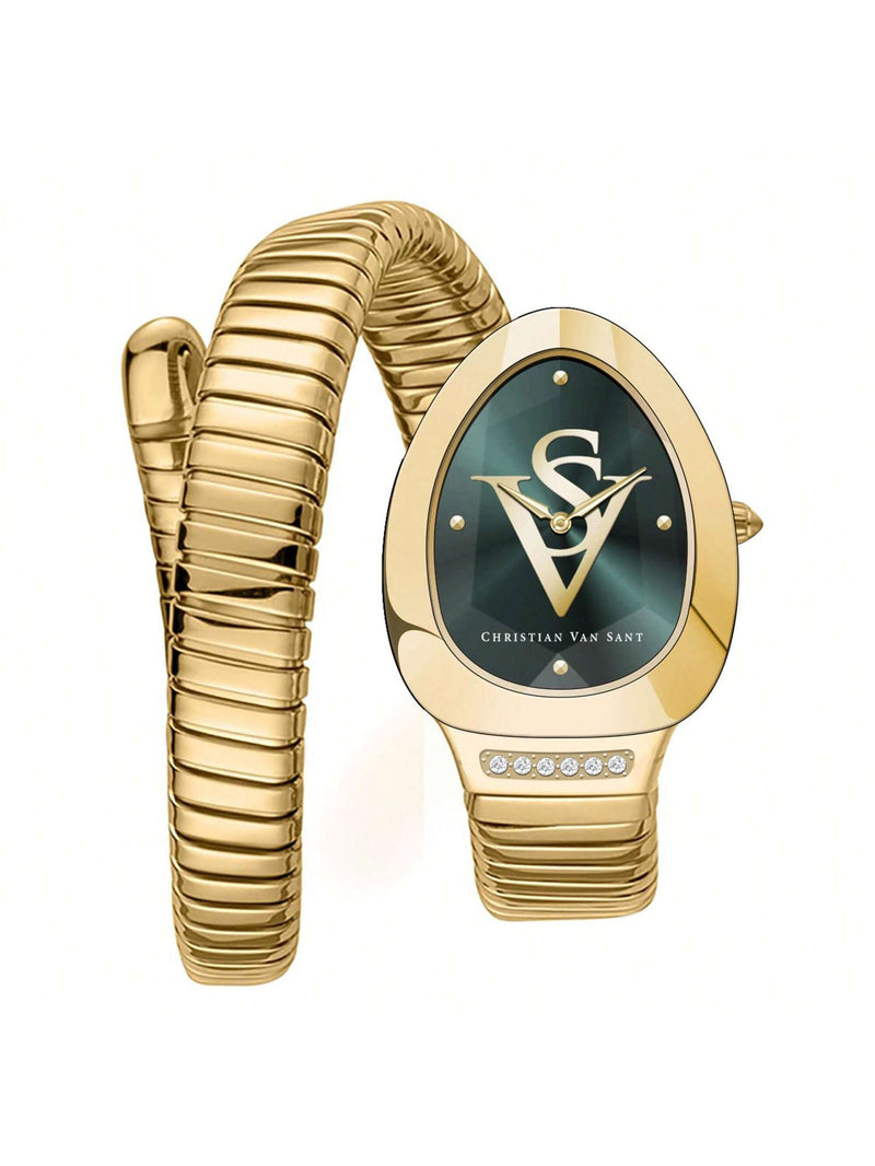Christian Van Sant Women's Naga CV0875 Bracelet Green Dial Quartz Movement No clasp Clasp 22mm Round Watch