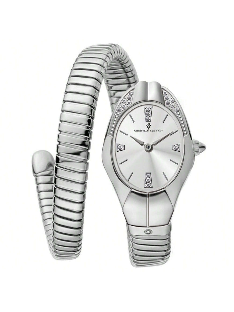 Christian Van Sant Women's Naga CV0881 Bracelet Silver Dial Quartz Movement No clasp Clasp 22mm Round Watch