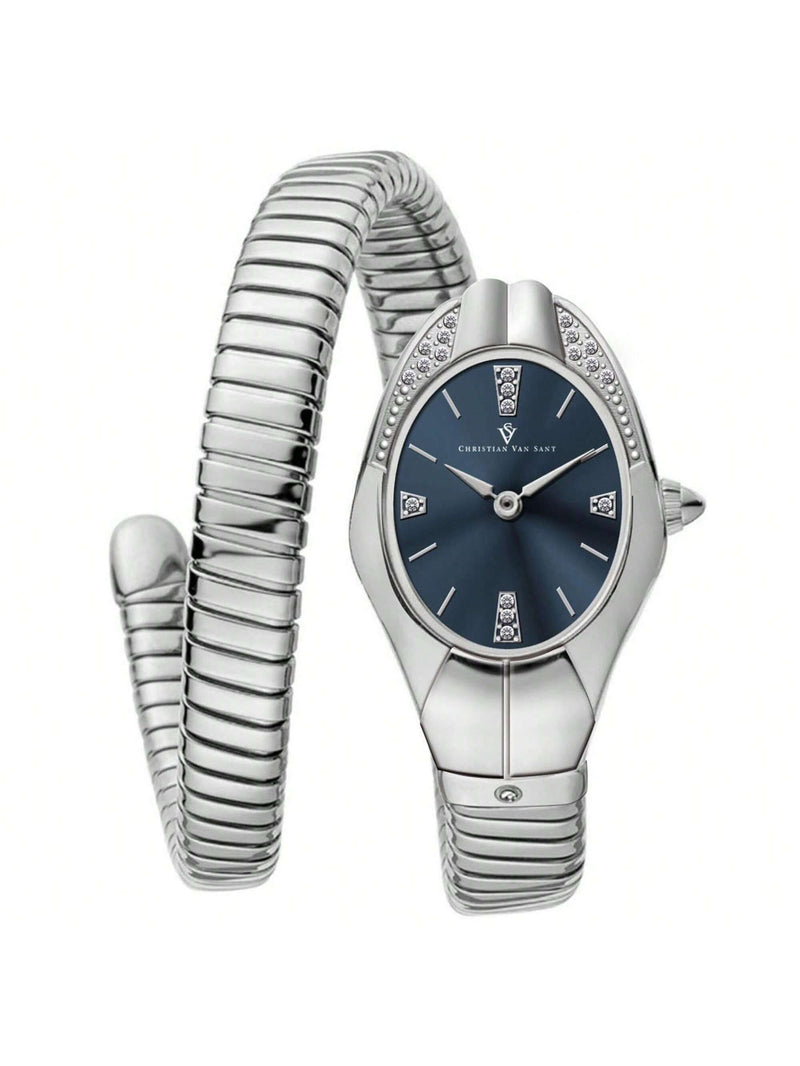 Christian Van Sant Women's Naga CV0882 Bracelet Blue Dial Quartz Movement No clasp Clasp 22mm Round Watch