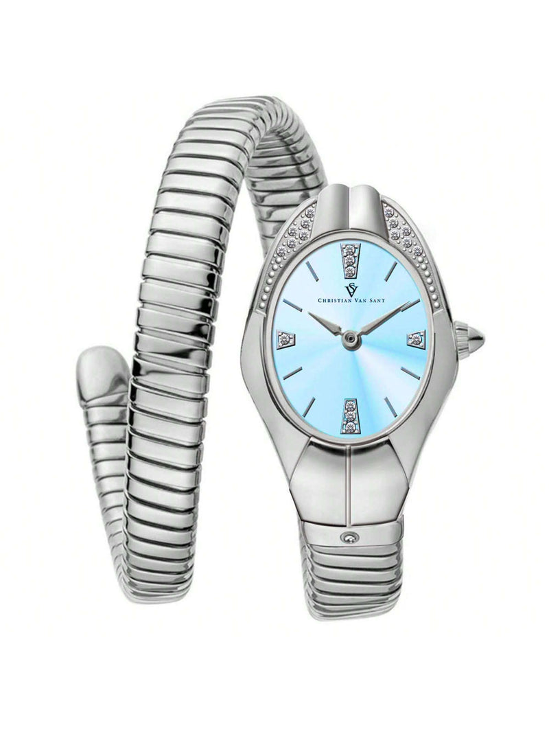 Christian Van Sant Women's Naga CV0884 Bracelet Blue Dial Quartz Movement No clasp Clasp 22mm Round Watch
