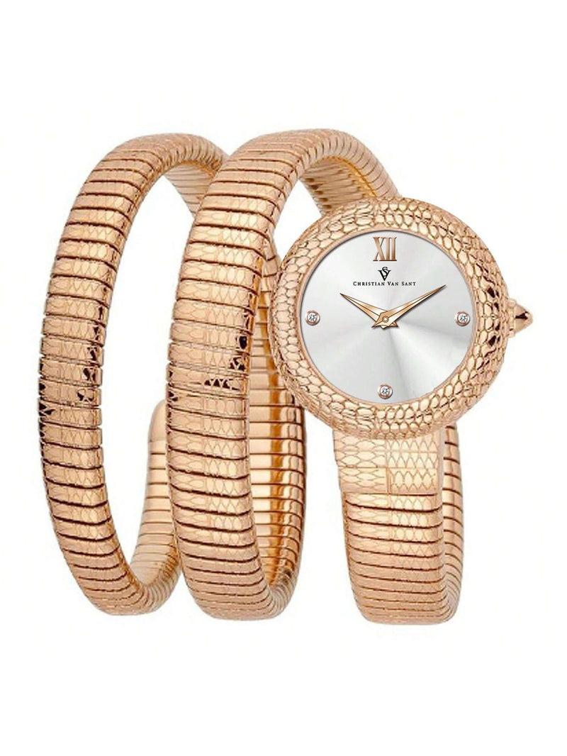 Christian Van Sant Women's Naga CV0891 Bracelet Silver Dial Quartz Movement No clasp Clasp 28mm Round Watch