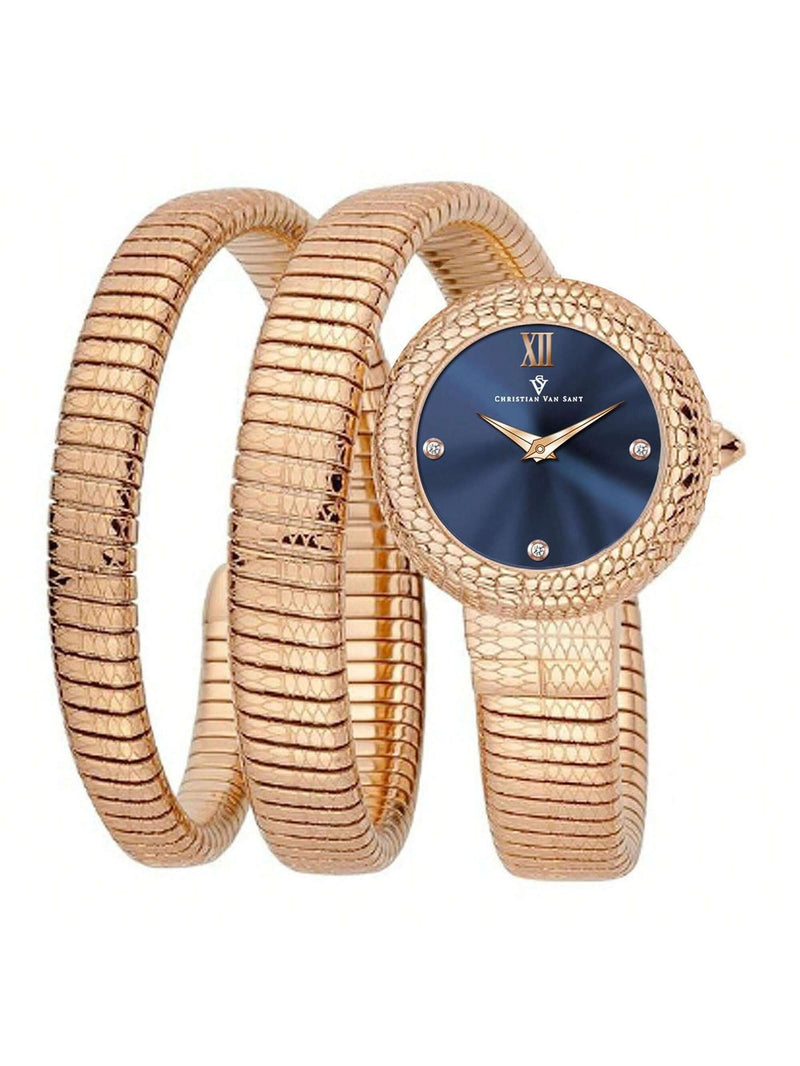 Christian Van Sant Women's Naga CV0892 Bracelet Blue Dial Quartz Movement No clasp Clasp 28mm Round Watch