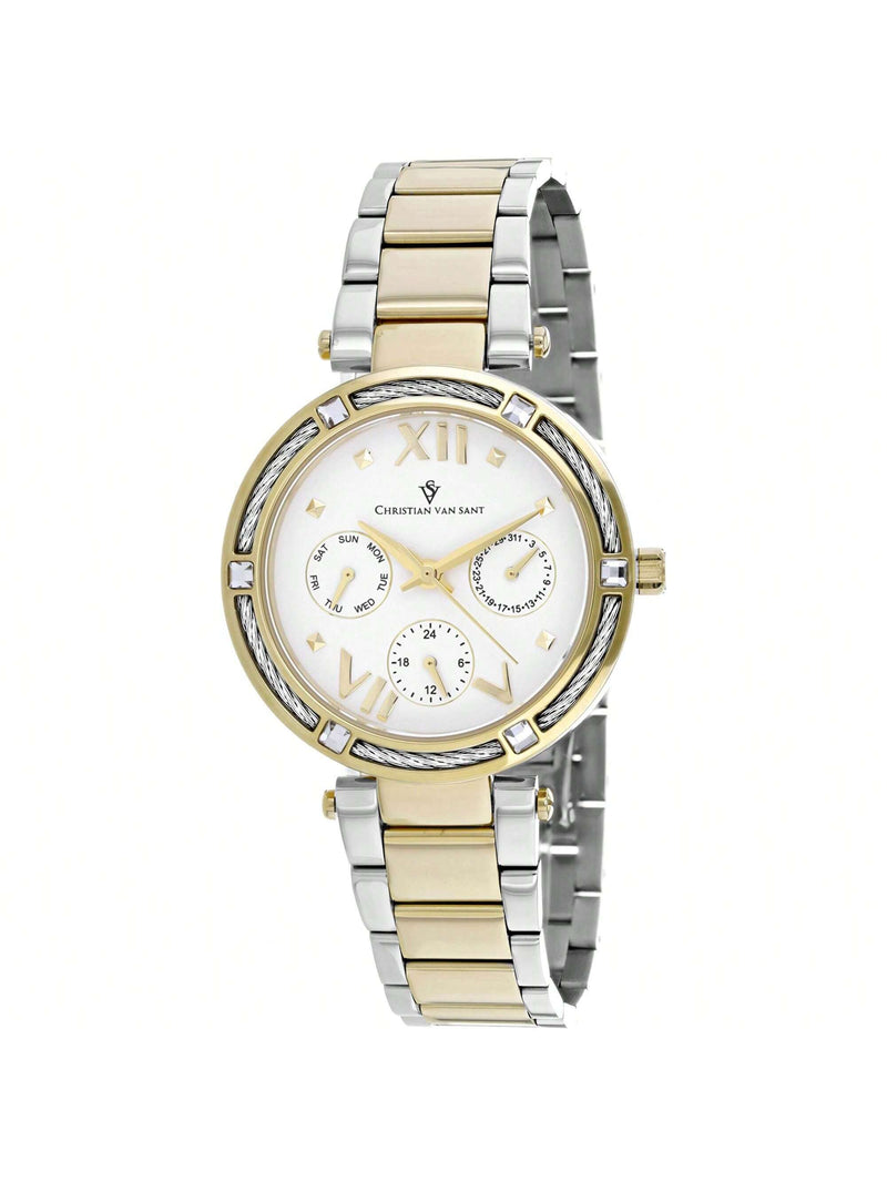 Christian Van Sant Women's Sienna CV1823 Bracelet White Dial Quartz Movement Deployment Clasp 33mm Round Watch