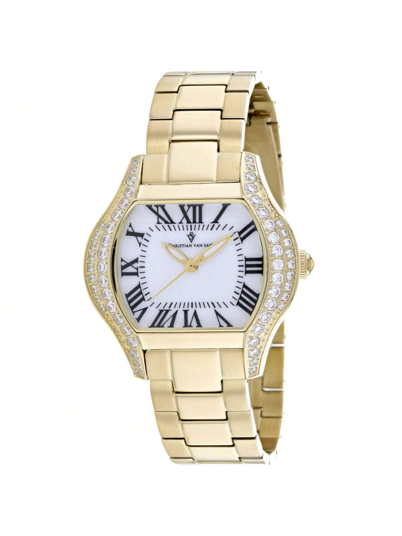Christian Van Sant Women's Bianca CV1833 Bracelet White Dial Quartz Movement Deployment Clasp 34mm Square Watch