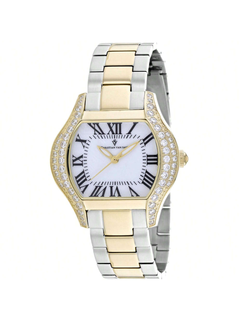 Christian Van Sant Women's Bianca CV1834 Bracelet White Dial Quartz Movement Deployment Clasp 34mm Square Watch