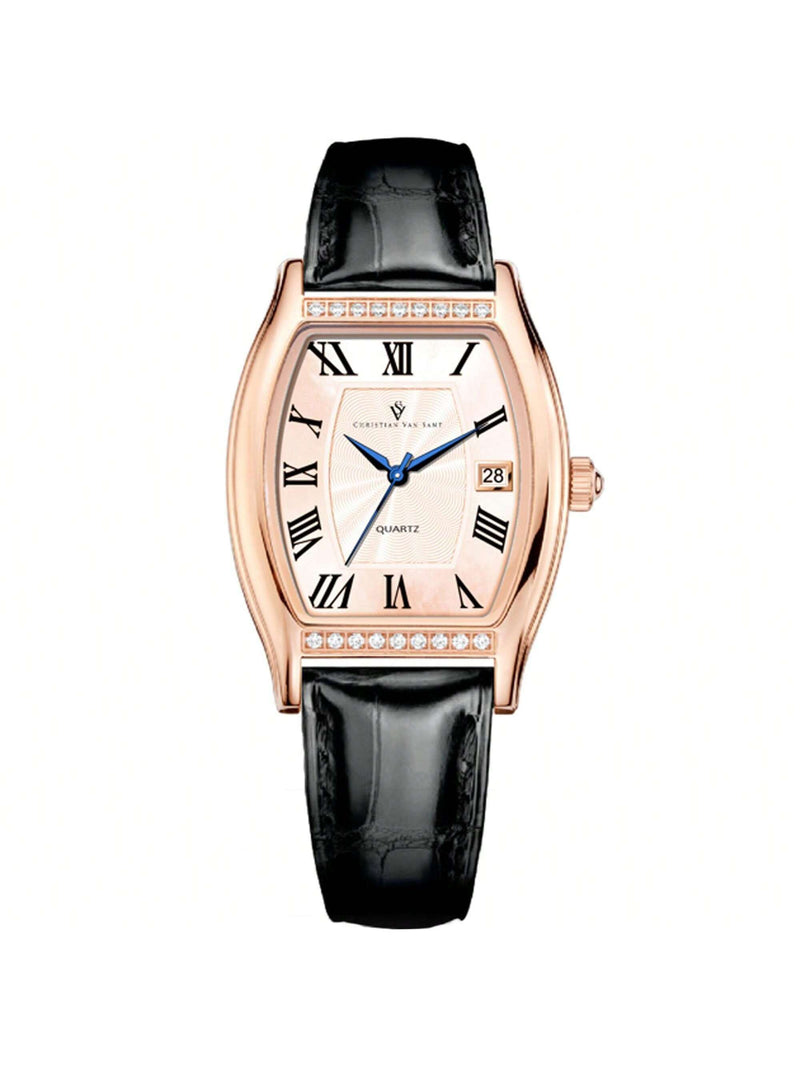 Christian Van Sant Women's Gemma CV2445 Strap Rose gold Dial Quartz Movement Buckle Clasp 34mm Square Watch