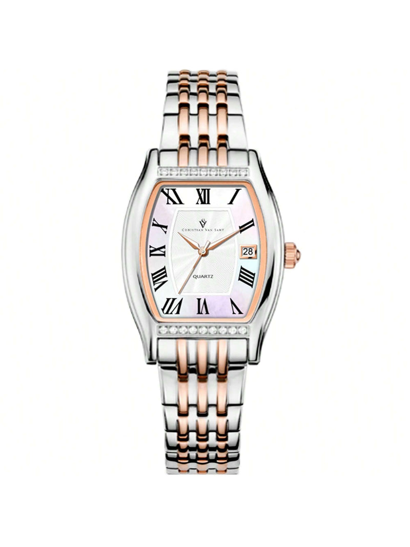 Christian Van Sant Women's Gemma CV2451 Bracelet White Dial Quartz Movement Fold over Clasp 34mm Square Watch