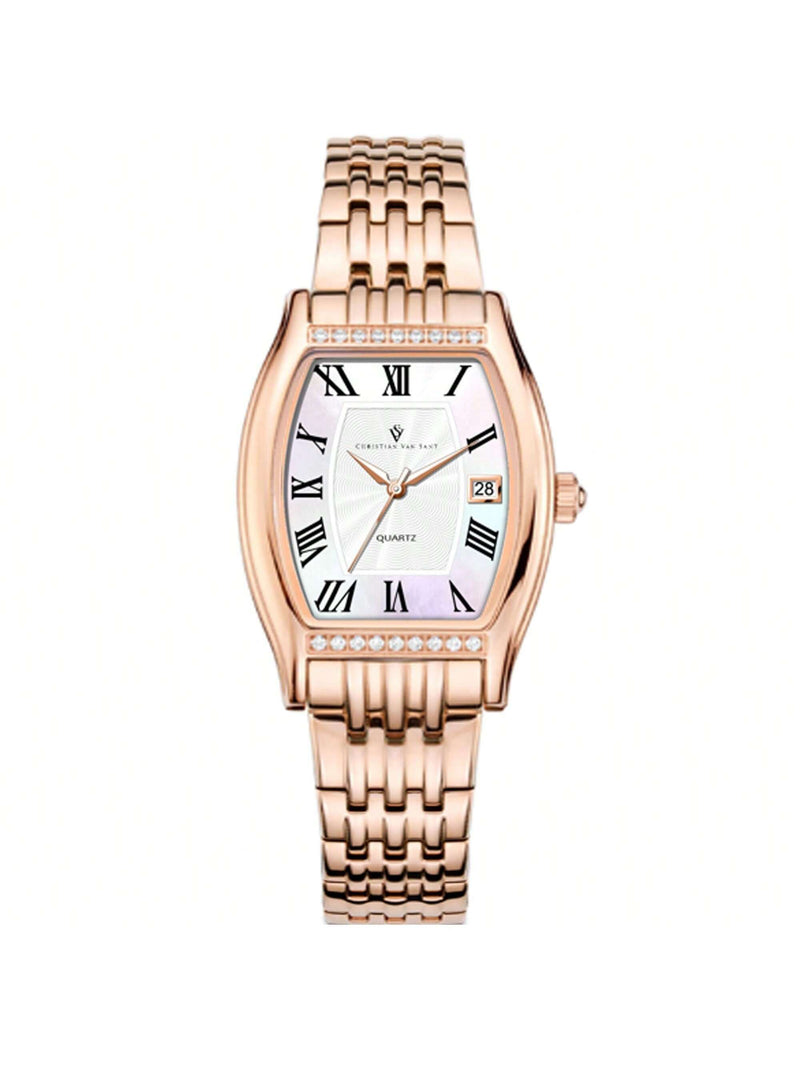Christian Van Sant Women's Gemma CV2452 Bracelet White Dial Quartz Movement Fold over Clasp 34mm Square Watch