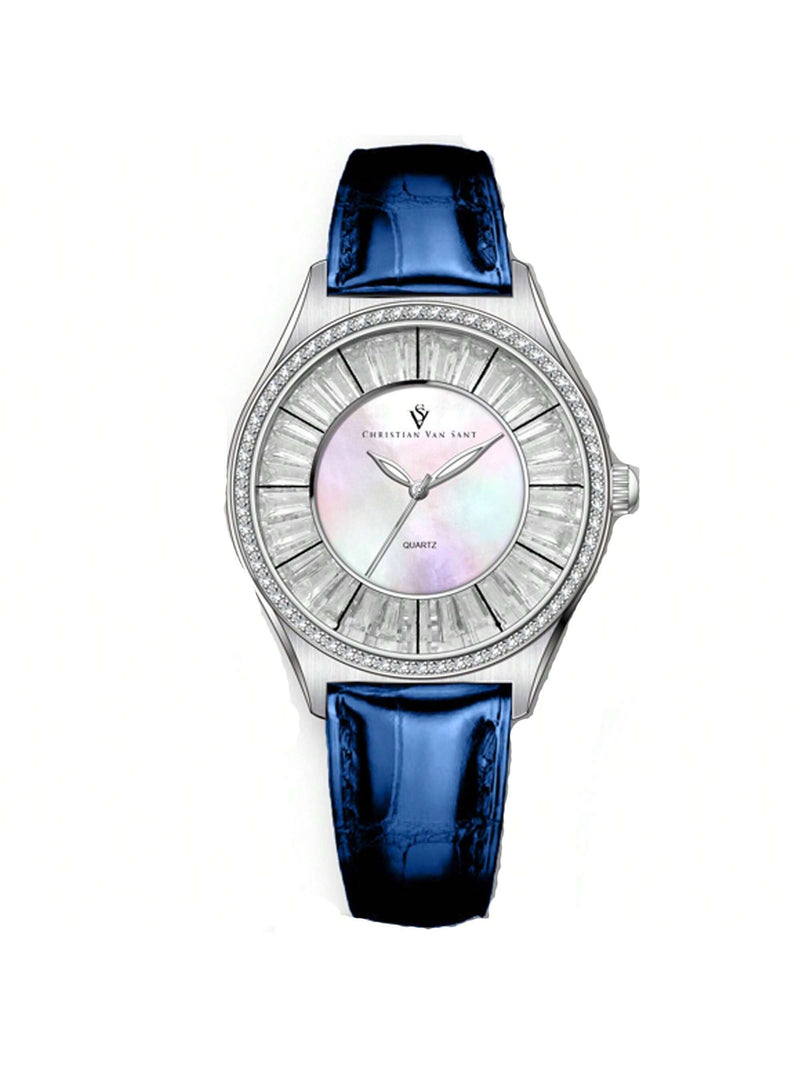 Christian Van Sant Women's Luna CV3202 Strap Mother of pearl Dial Quartz Movement Buckle Clasp 40mm Round Watch
