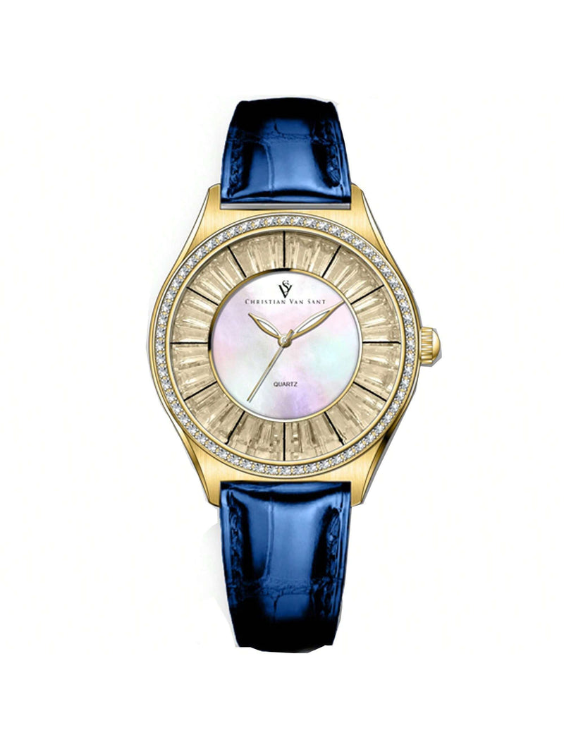 Christian Van Sant Women's Luna CV3203 Strap Mother of pearl Dial Quartz Movement Buckle Clasp 40mm Round Watch