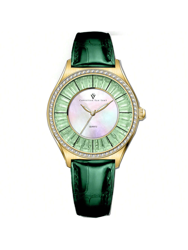 Christian Van Sant Women's Luna CV3204 Strap Mother of pearl Dial Quartz Movement Buckle Clasp 40mm Round Watch