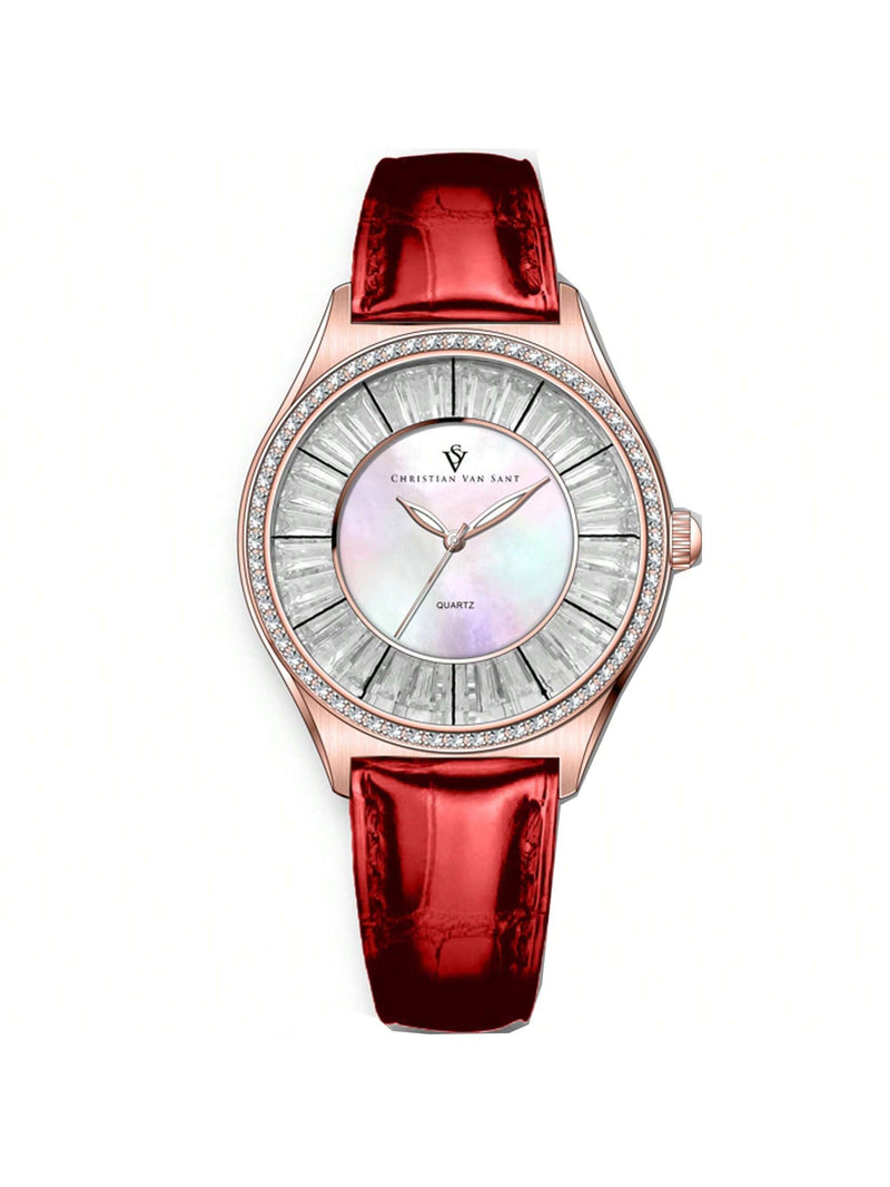 Christian Van Sant Women's Luna CV3208 Strap Mother of pearl Dial Quartz Movement Buckle Clasp 40mm Round Watch