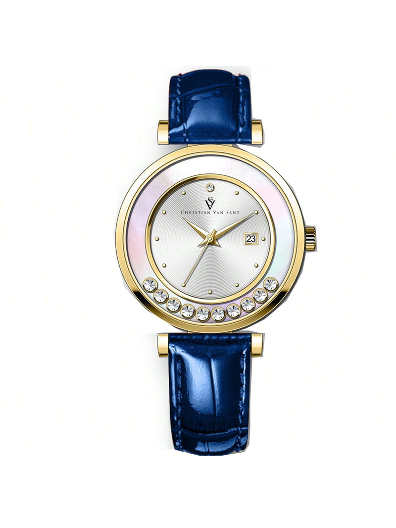 Christian Van Sant Women's Bria CV3813 Strap Silver Dial Quartz Movement Buckle Clasp 40mm Round Watch