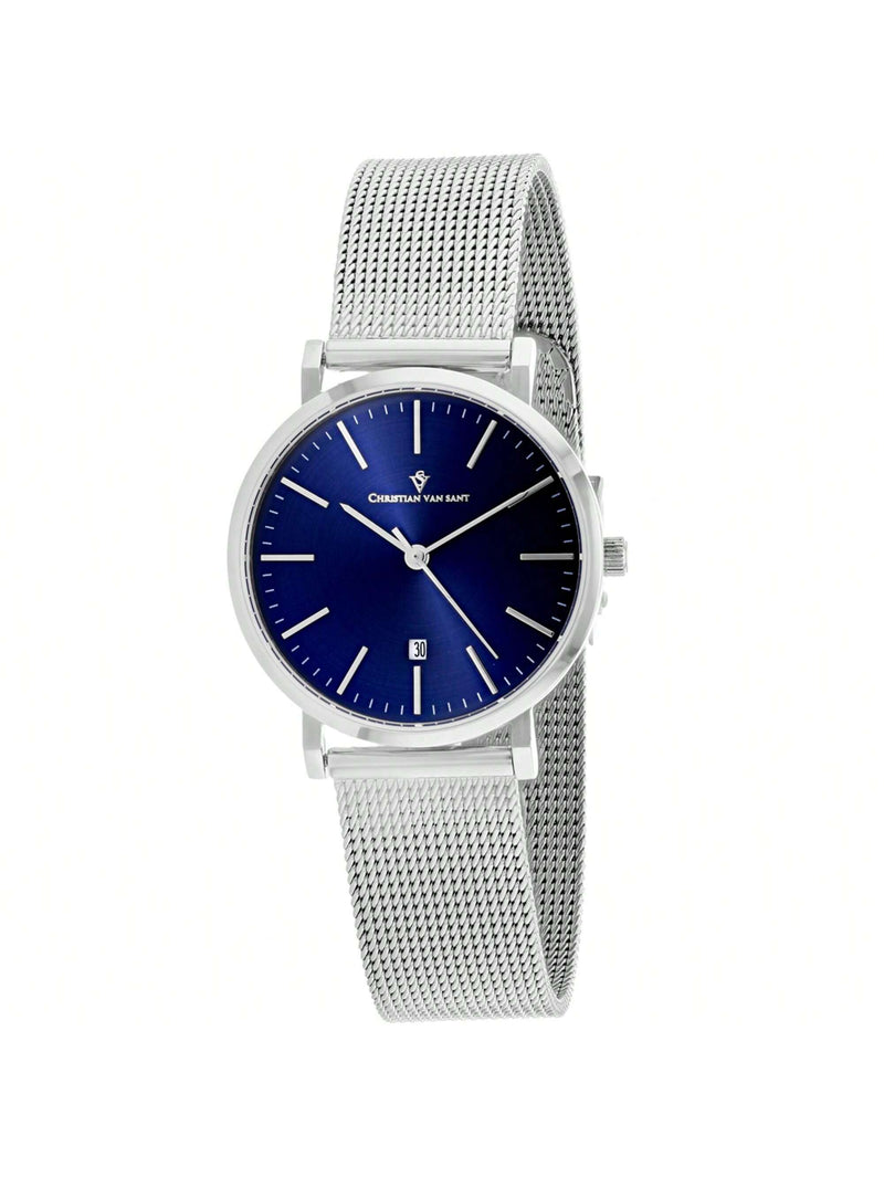Christian Van Sant Women's Paradigm CV4220 Bracelet Blue Dial Quartz Movement Jewelry Clasp 32mm Round Watch