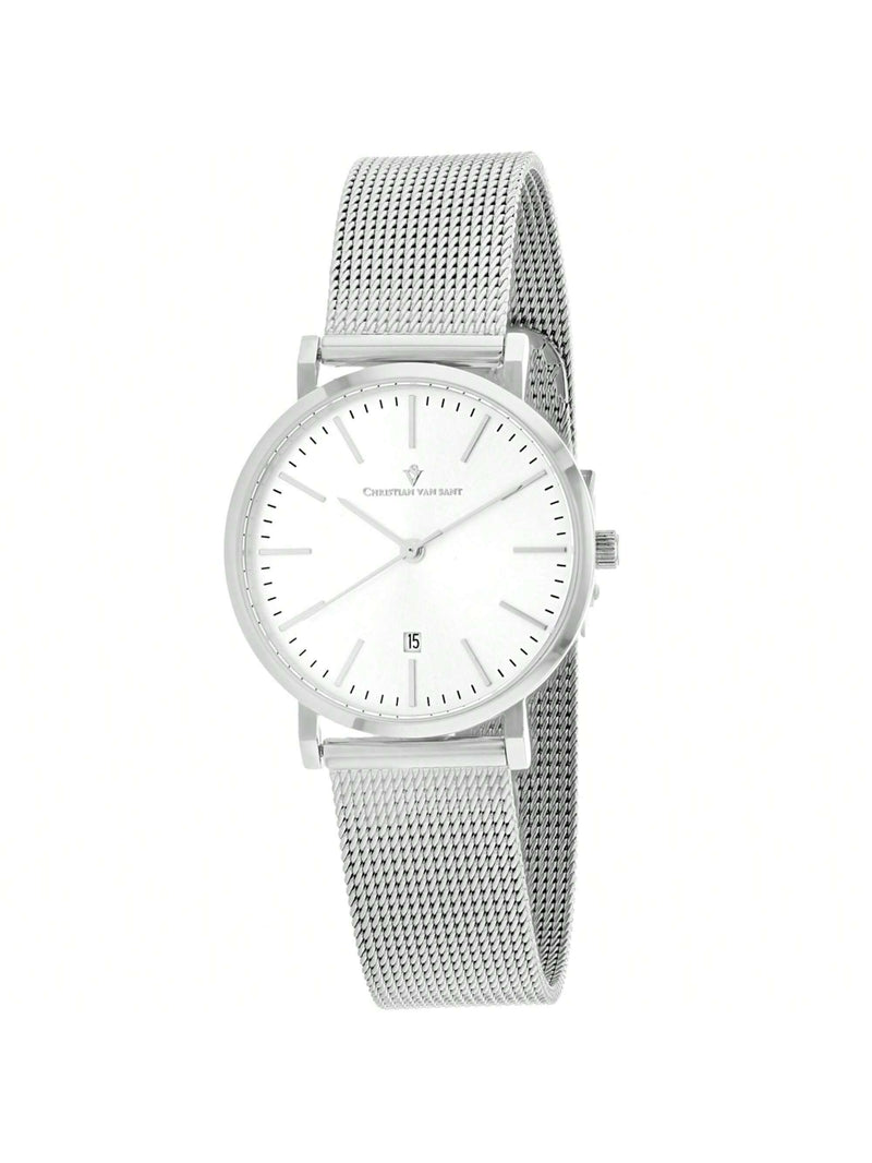 Christian Van Sant Women's Paradigm CV4223 Bracelet Silver Dial Quartz Movement Jewelry Clasp 32mm Round Watch
