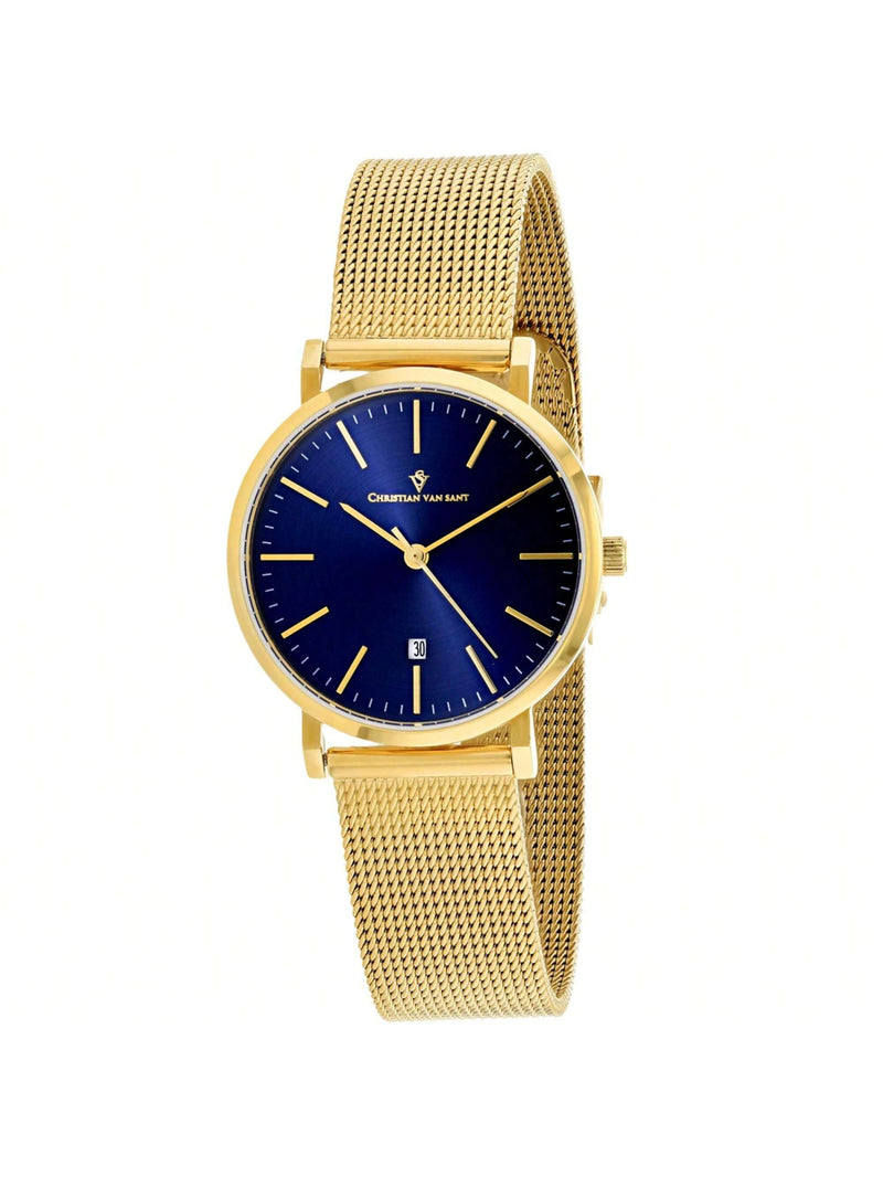 Christian Van Sant Women's Paradigm CV4224 Bracelet Blue Dial Quartz Movement Jewelry Clasp 32mm Round Watch