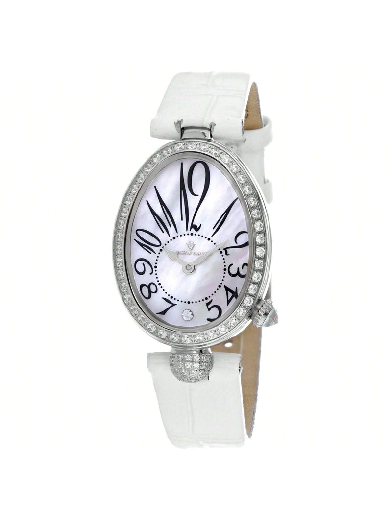 Christian Van Sant Women's Florentine CV4291 Strap White Dial Quartz Movement Buckle Clasp 34mm Oval Watch