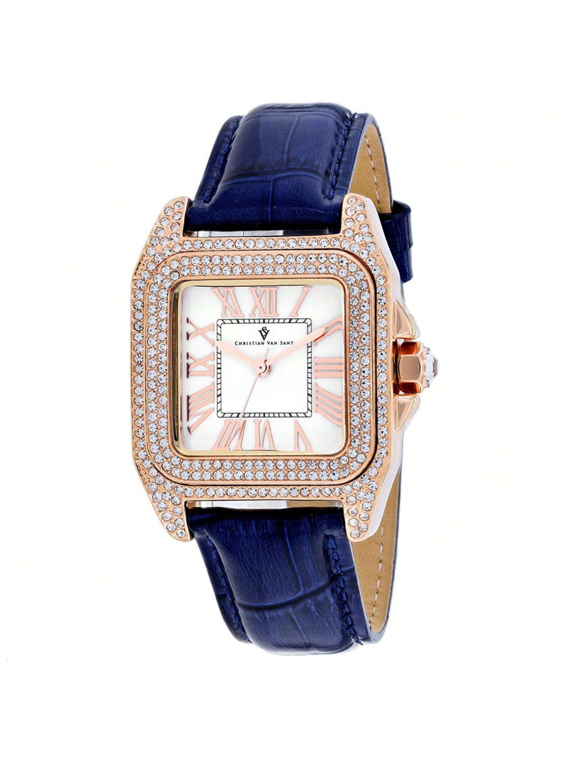 Christian Van Sant Women's Radieuse CV4428 Strap White Dial Quartz Movement Buckle Clasp 29mm Rectangle Watch