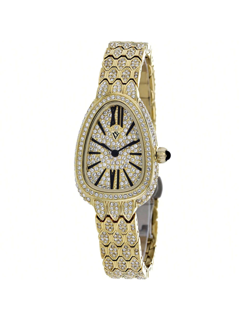 Christian Van Sant Women's Bella CV4601 Bracelet Gold Dial Quartz Movement Deployment Clasp 25mm Oval Watch