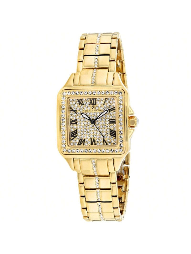 Christian Van Sant Women's Splendeur CV4621 Bracelet Gold tone Dial Quartz Movement Deployment Clasp 41mm Square Watch