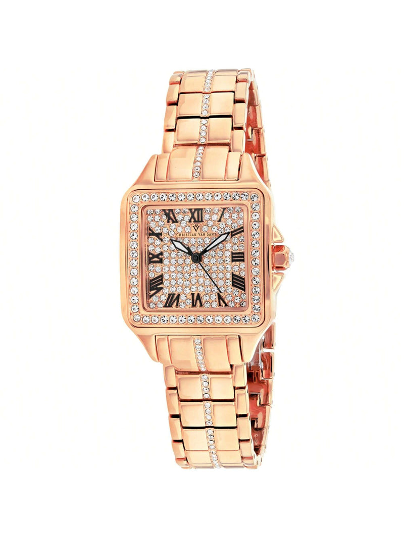 Christian Van Sant Women's Splendeur CV4622 Bracelet Rose gold Dial Quartz Movement Deployment Clasp 41mm Square Watch