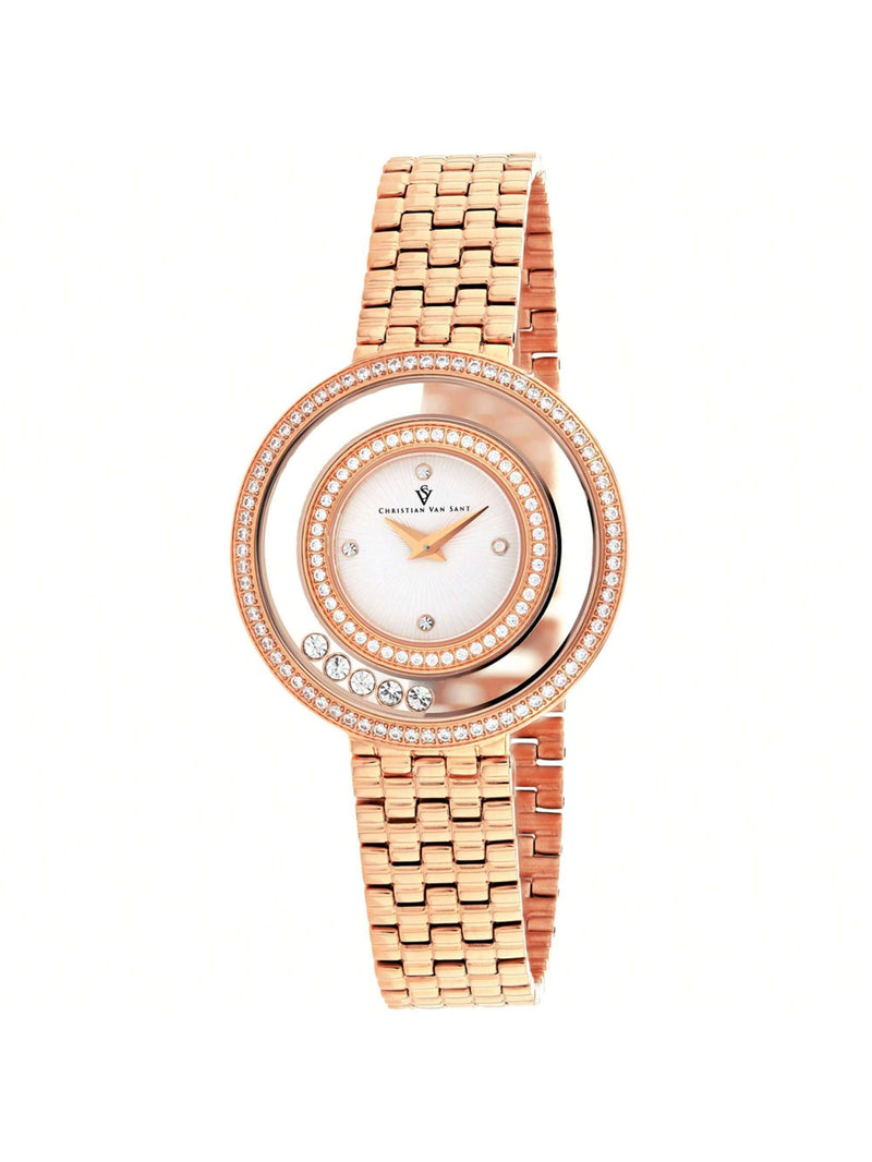 Christian Van Sant Women's Gracieuse CV4832 Bracelet White Dial Quartz Movement Jewelry Clasp 34mm Round Watch