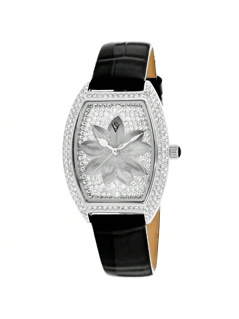 Christian Van Sant Women's Lotus CV4850 Strap White Dial Quartz Movement Buckle Clasp 36mm Tonneau Watch