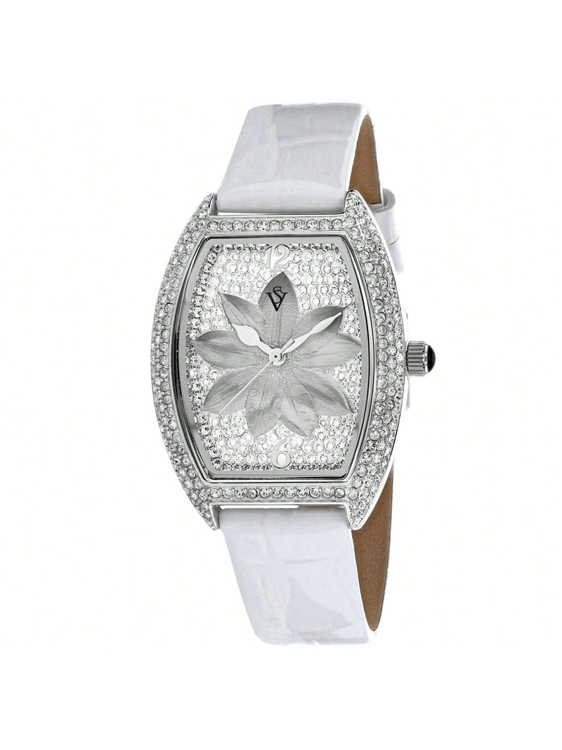 Christian Van Sant Women's Lotus CV4851 Strap White Dial Quartz Movement Buckle Clasp 36mm Tonneau Watch