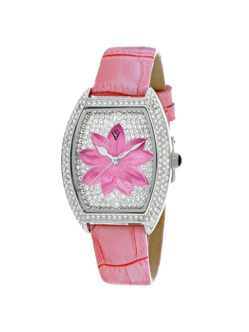 Christian Van Sant Women's Lotus CV4852 Strap Pink Dial Quartz Movement Buckle Clasp 36mm Tonneau Watch